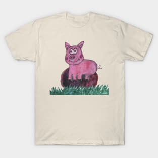 Funny Piglet in Puddle T-Shirt